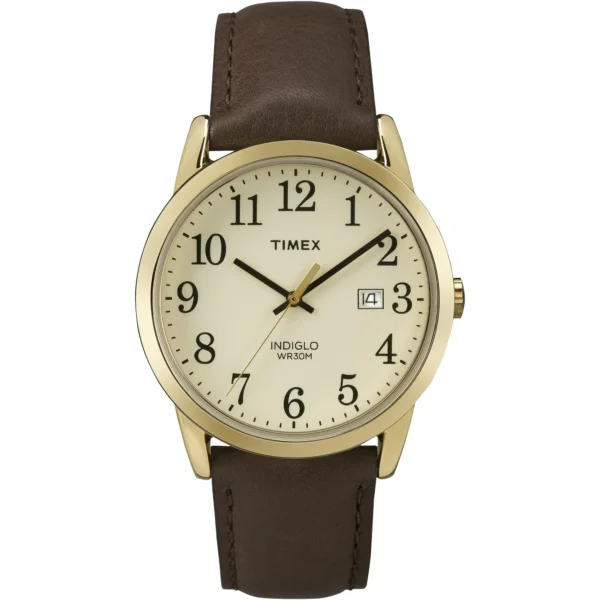 Timex Men's Easy Reader Date Casual Watch, Leather Strap